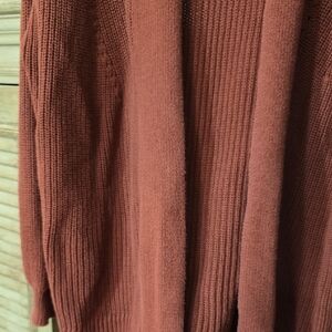 Universal Thread Chunky Open-Front Cardigan in Rust Brown